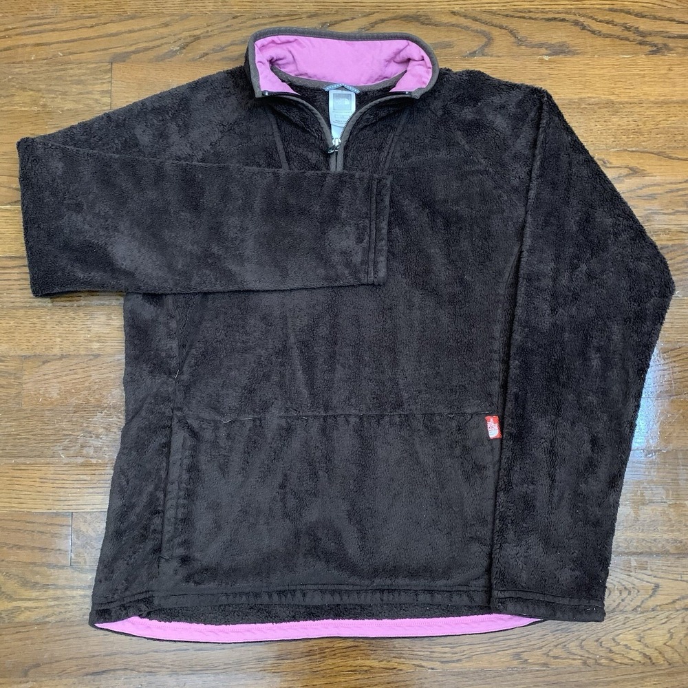 The North Face Jacket Women Large Brown Fleece 1/4 Zip Pullover Long Sleeve